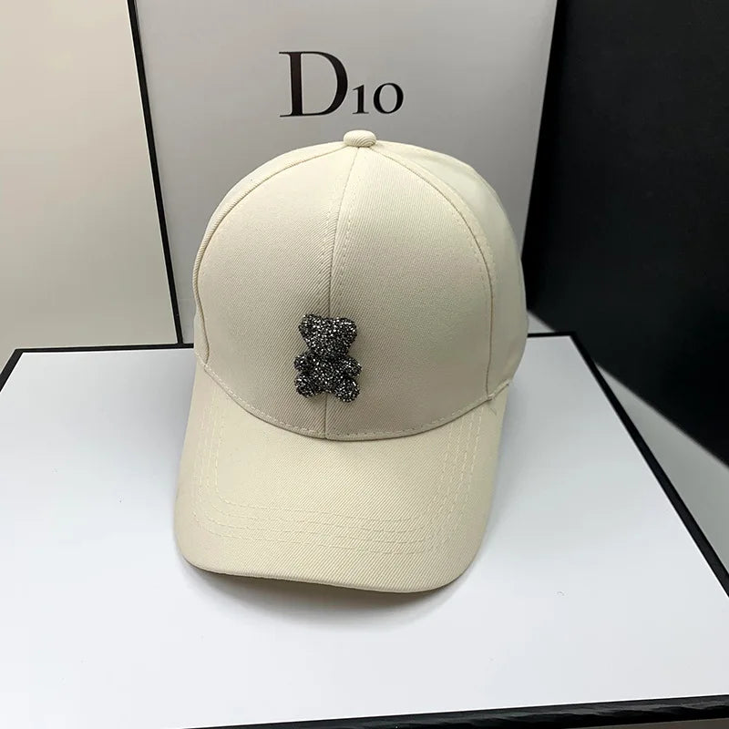 Women Korean Wild Bear Rhinestone Caps