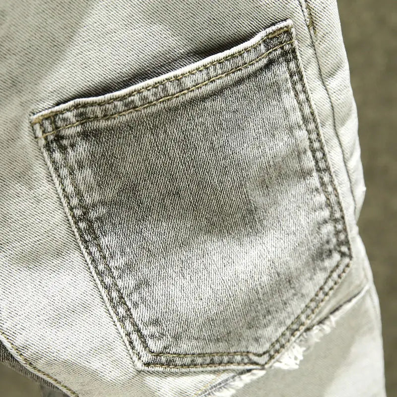 Men's Short Jeans Pants Spliced Straight Gray - Premium Shorts from Craftklart Dropship - Just $22.30! Shop now at Craftklart.store