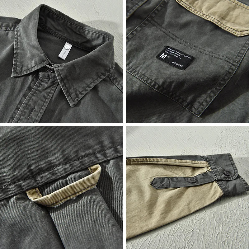 Contrast Color Patchwork Men's Cargo Shirt - Premium Shirt from Craftklart Dropship - Just $29.63! Shop now at Craftklart.store
