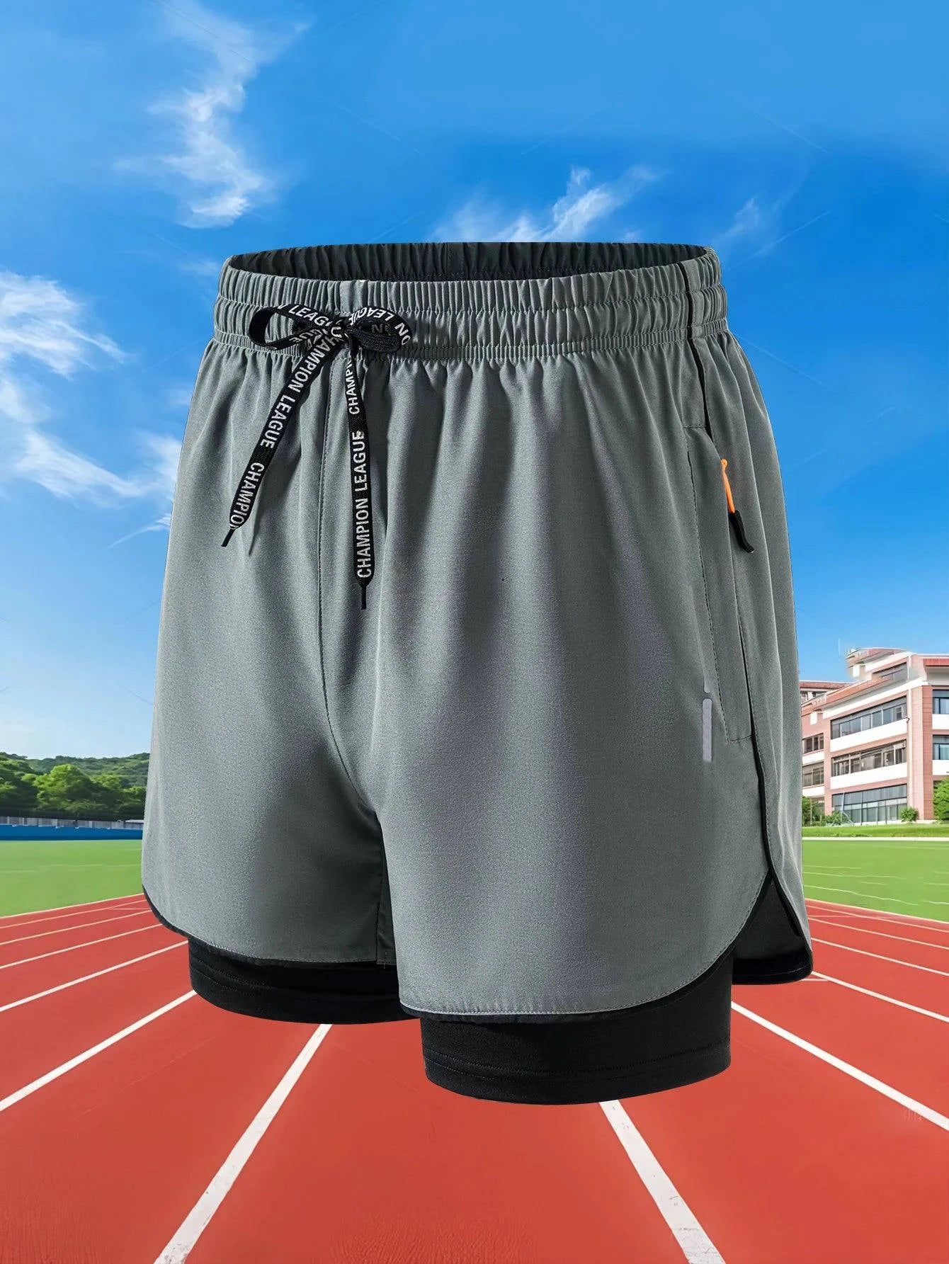 Men's Craftklart activewear quick dry jogging double deck shorts, showing the lightweight fabric and sporty design.