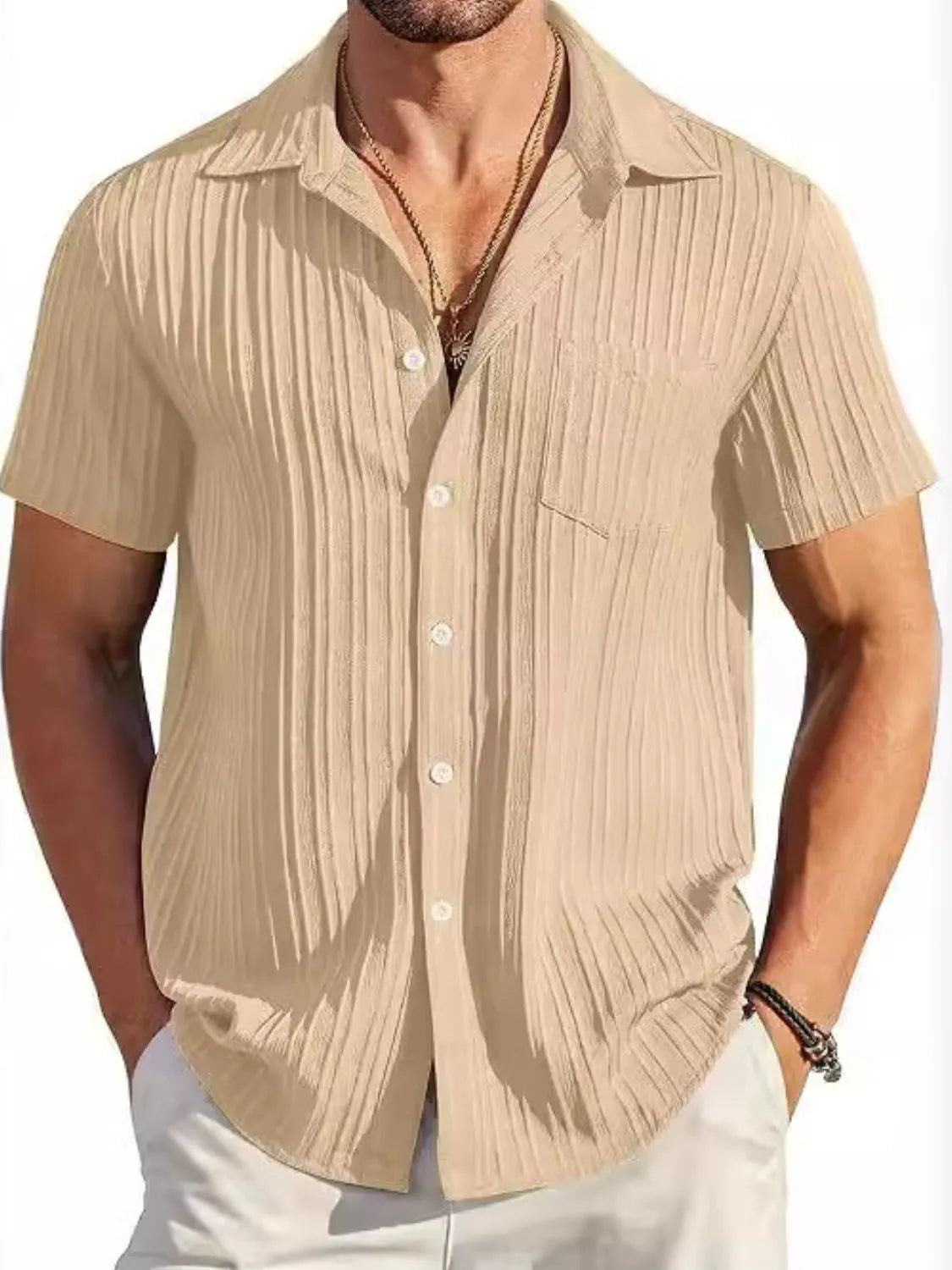Men's Full Size Button Up Short Sleeve Shirt Plus Size - Premium Polo from Trendsi - Just $20.44! Shop now at Craftklart.store