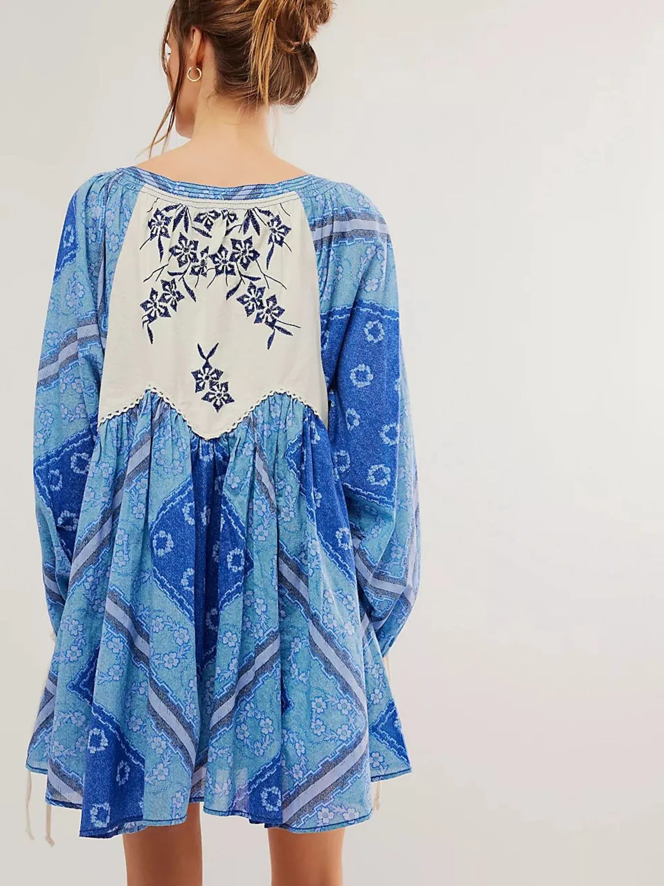Printed Tie Neck Long Sleeve Dress - Premium Dress from Trendsi - Just $30.70! Shop now at Craftklart.store