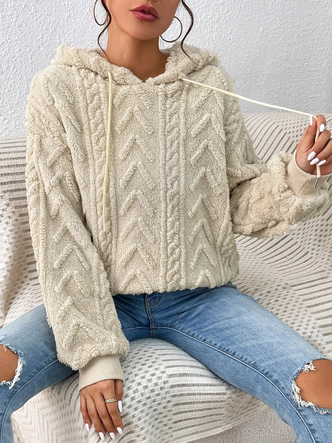 Drawstring Long Sleeve Hoodie - Premium Hoodies from Trendsi - Just $28.74! Shop now at Craftklart.store