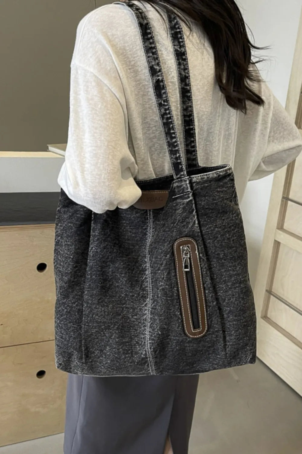 Medium Denim Tote Bag - Premium from Trendsi - Just $20.47! Shop now at Craftklart.store