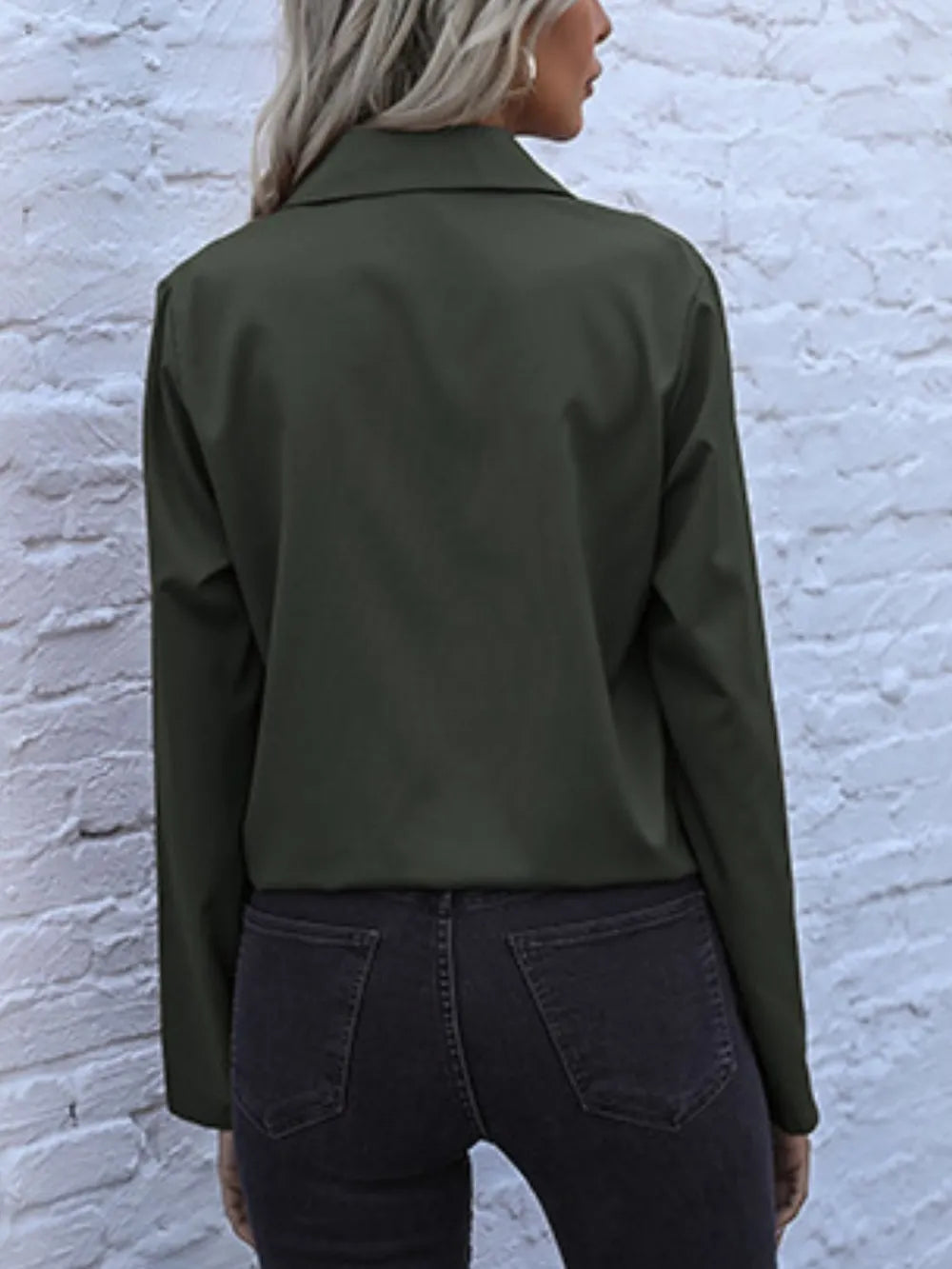 Perfee Tied Hem Button Down Long Sleeve Shirt - Premium Shirt from Trendsi - Just $20.05! Shop now at Craftklart.store