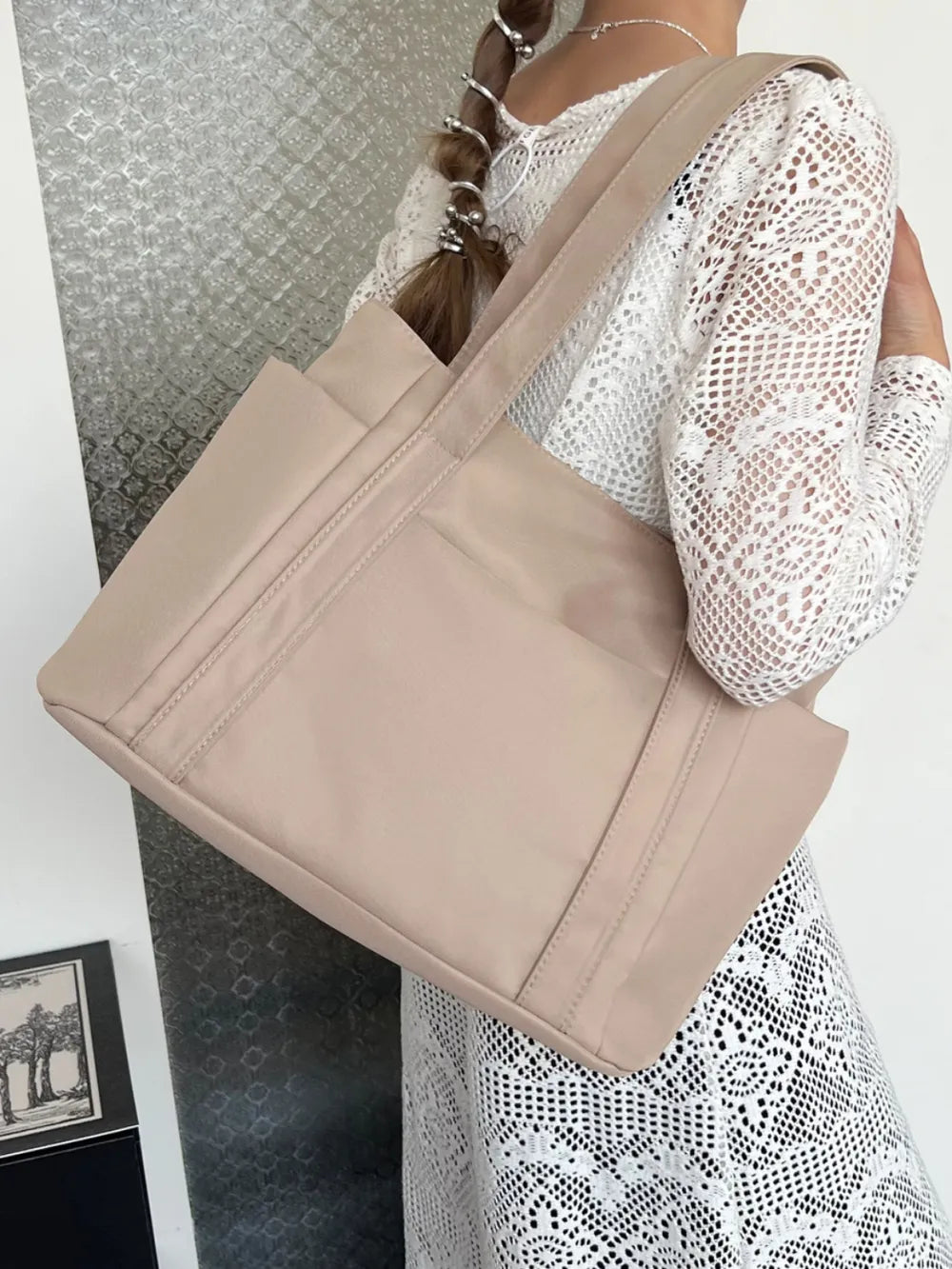 Oxford Cloth Tote Bag with Zipper - Premium from Trendsi - Just $19.05! Shop now at Craftklart.store
