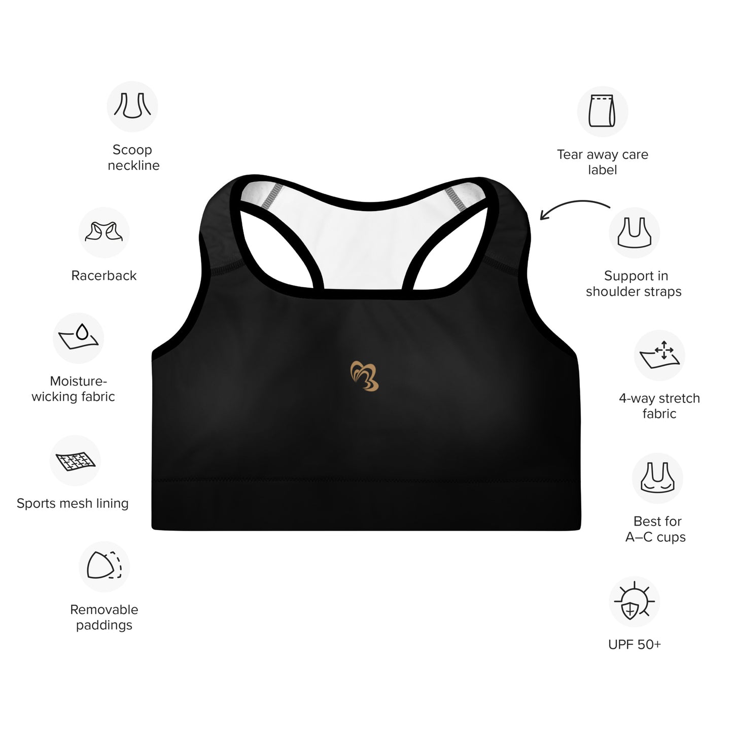 Padded Sports Bra - Premium Sports Bra from Craftklart.store - Just $28! Shop now at Craftklart.store