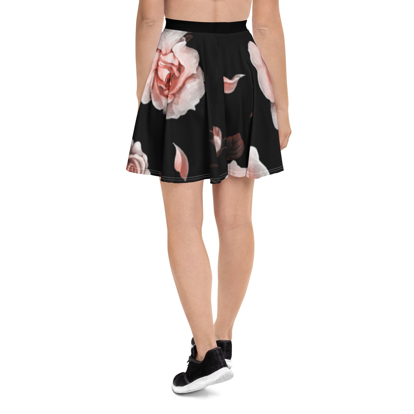 Black & Pink Rose Skater Skirt - Premium Skirt from Craftklart.store - Just $23.50! Shop now at Craftklart.store