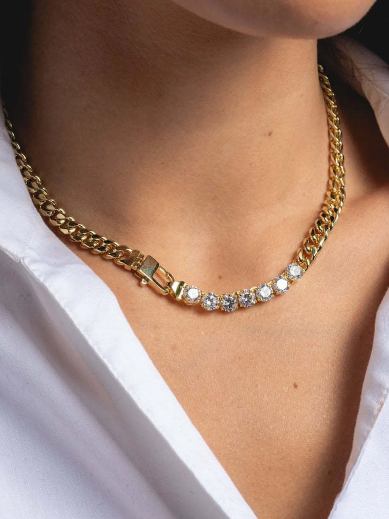18K Gold-Plated Zircon Necklace and Bracelet Jewelry Set - Premium Necklace from Trendsi - Just $17.84! Shop now at Craftklart.store