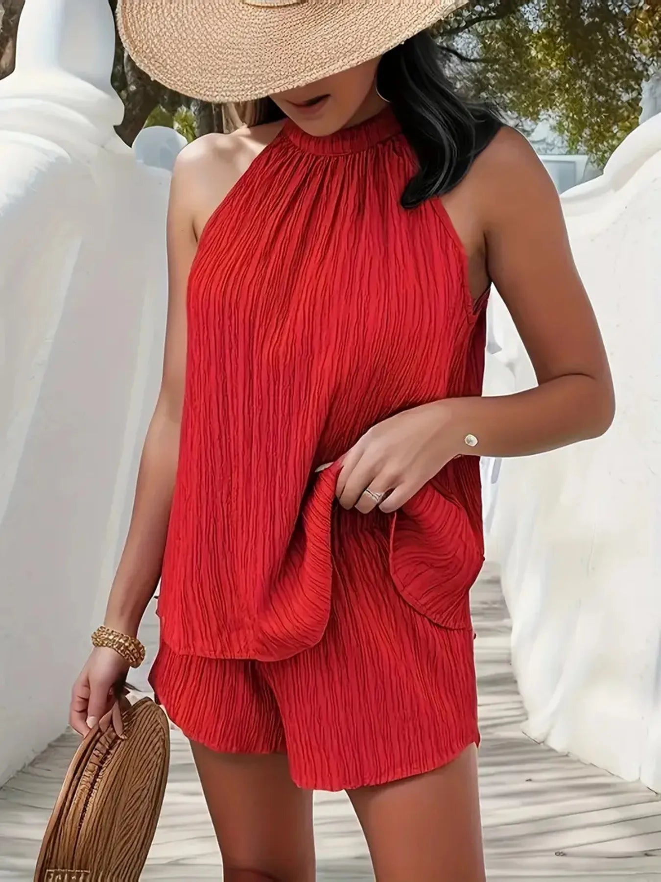 Textured Cami and Shorts Set - Premium Set from Trendsi - Just $23.52! Shop now at Craftklart.store