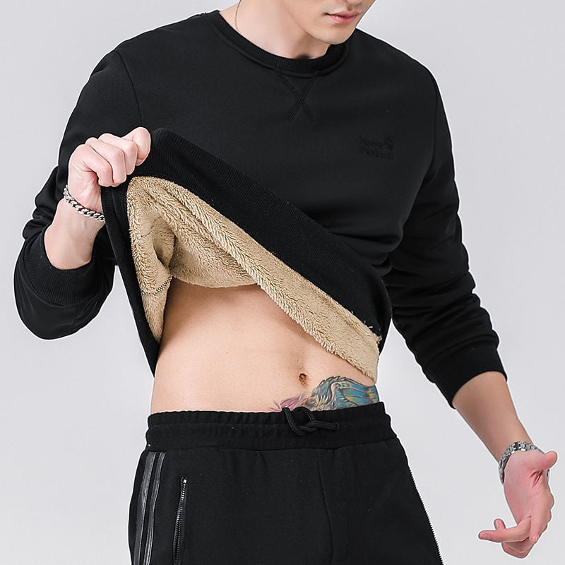 Fleece Lined Thick Round Neck Top - Craftklart.store