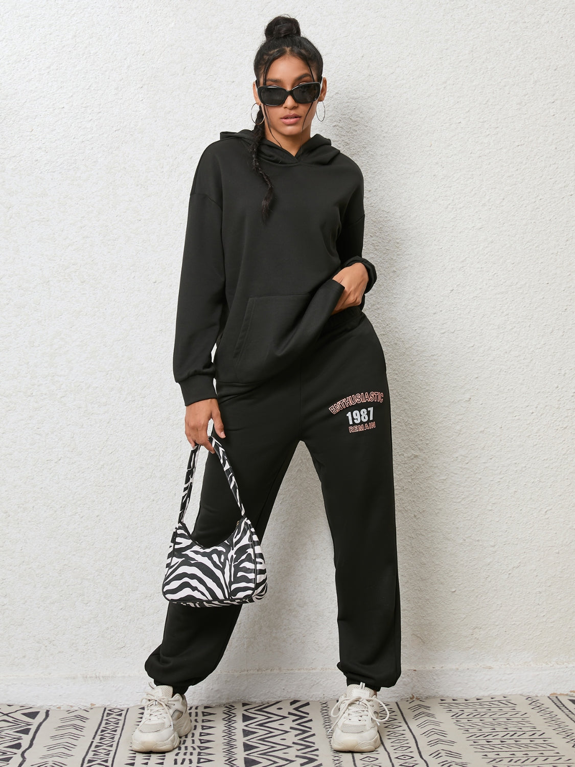 Graphic Hoodie and Sweatpants Set - Premium Hoodies from Trendsi - Just $36.85! Shop now at Craftklart.store