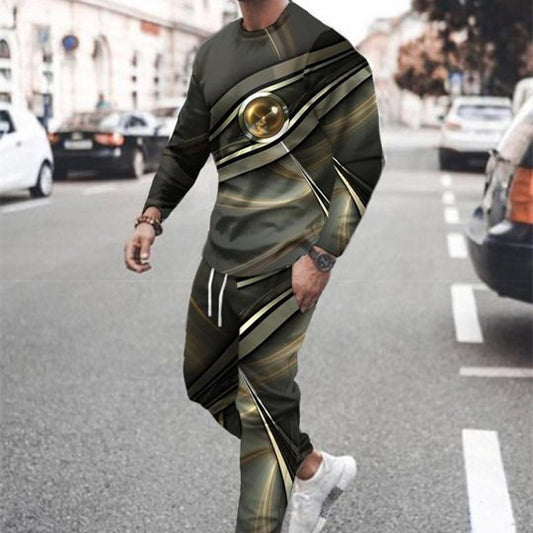 3d Digital Printing Crew Neck Sweater Sports Trousers Suit - Craftklart.store