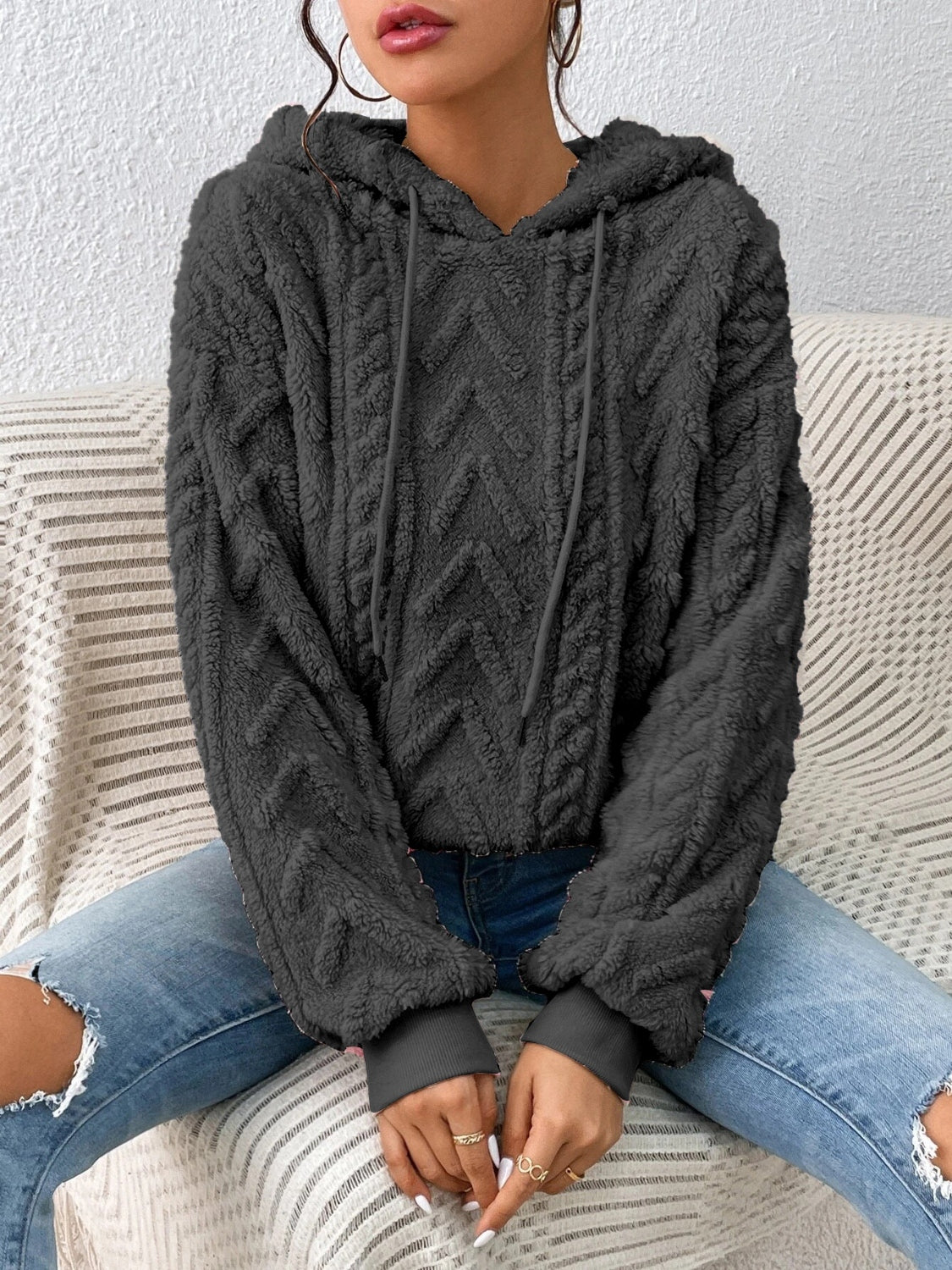 Drawstring Long Sleeve Hoodie - Premium Hoodies from Trendsi - Just $28.74! Shop now at Craftklart.store