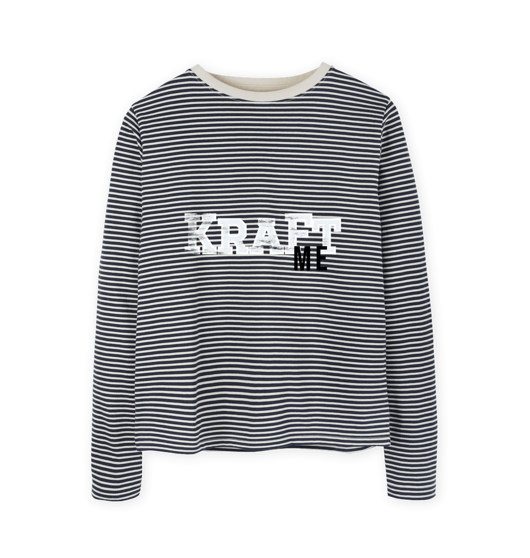Oat & Navy Stripe Printed T-shirt Front