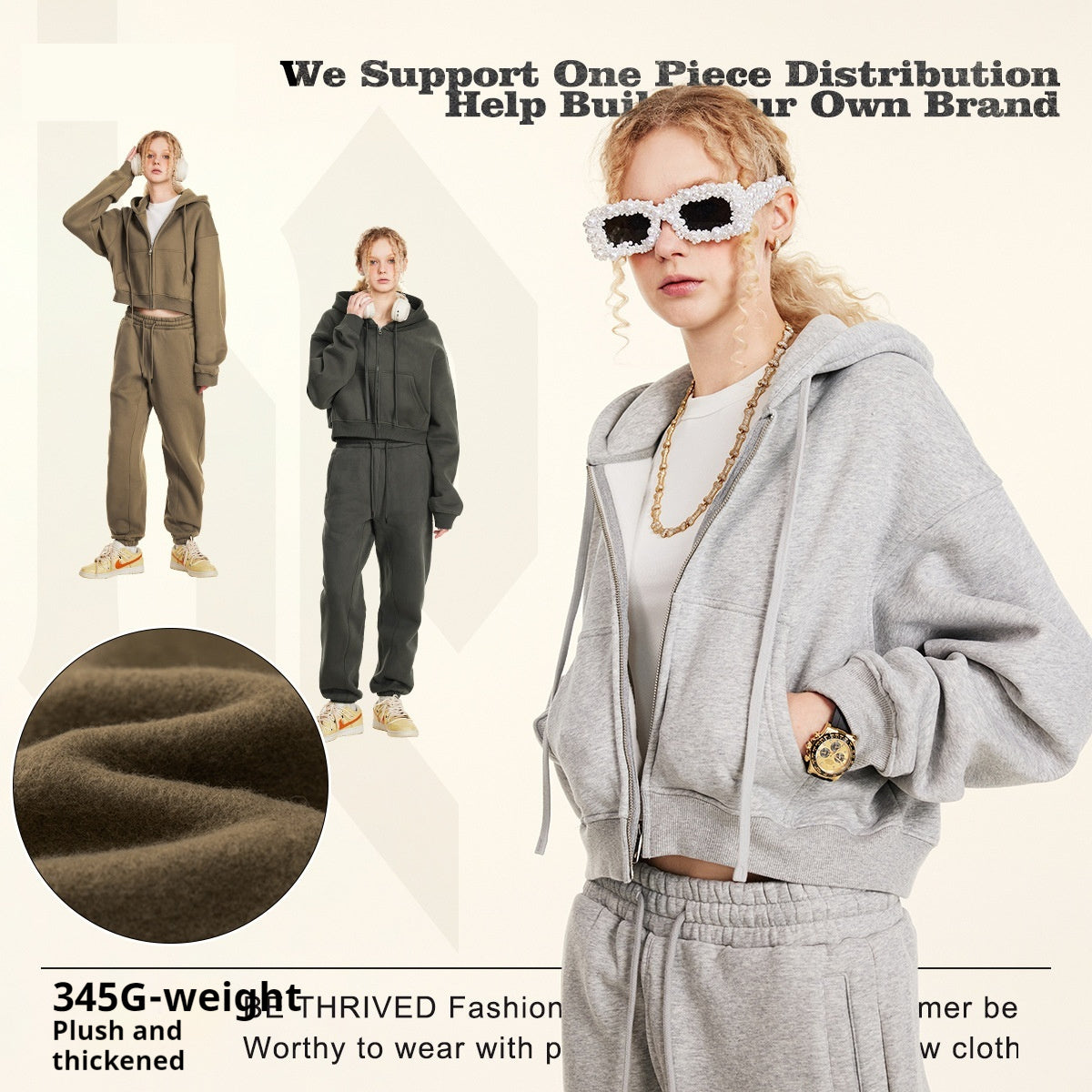 Retro Solid Color Hooded Sweater Zipper Jacket Loose Short - Craftklart.store