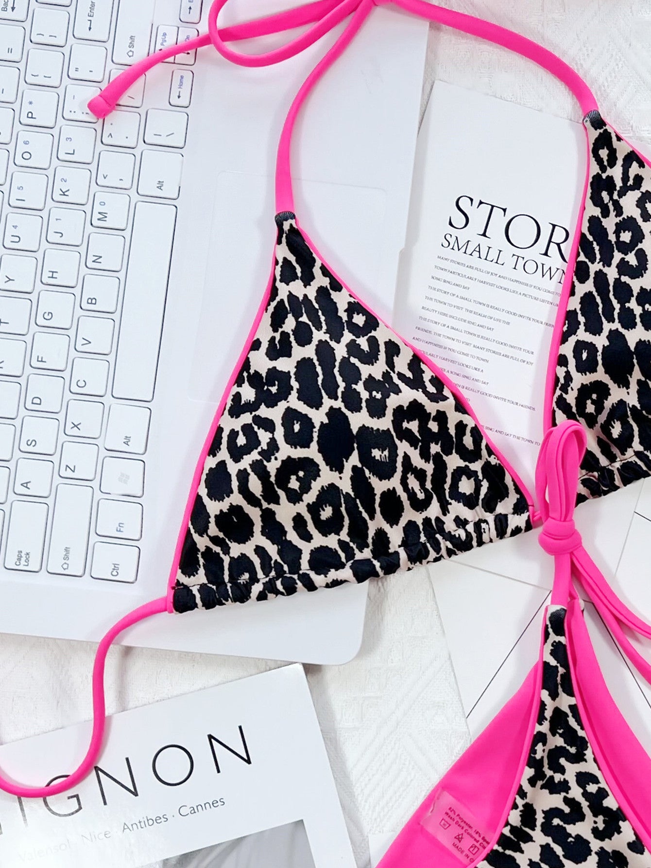 Leopard Print Halter Neck Tie Side Bikini Set - Premium Bikini from Trendsi - Just $18.25! Shop now at Craftklart.store