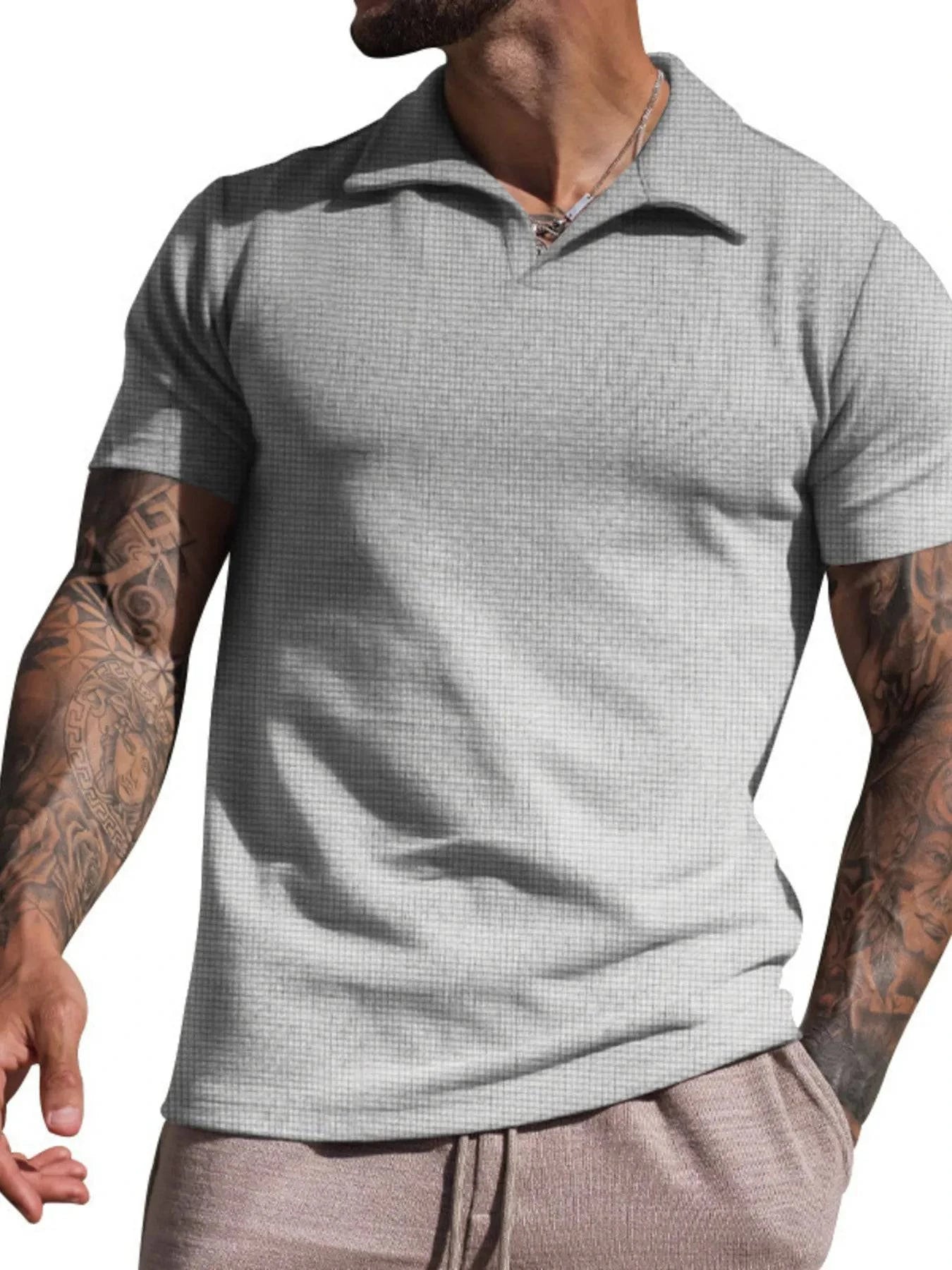 Men's Plus Size Textured Short Sleeve Polo Shirt | Minimalist Streetwear | Craftklart