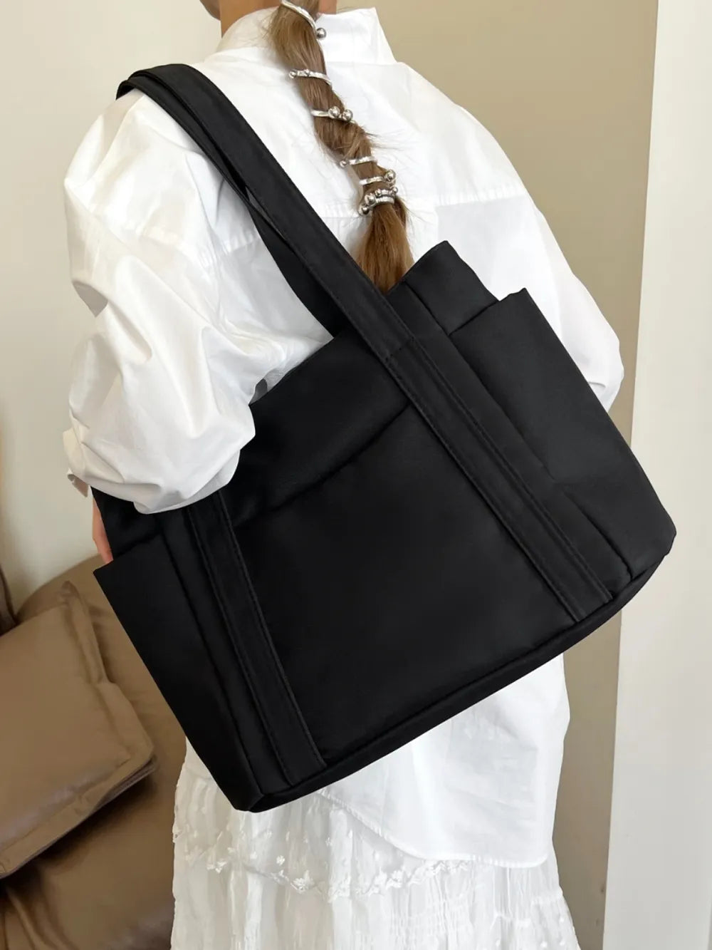 Oxford Cloth Tote Bag with Zipper - Premium  from Trendsi - Just $19.05! Shop now at Craftklart.store