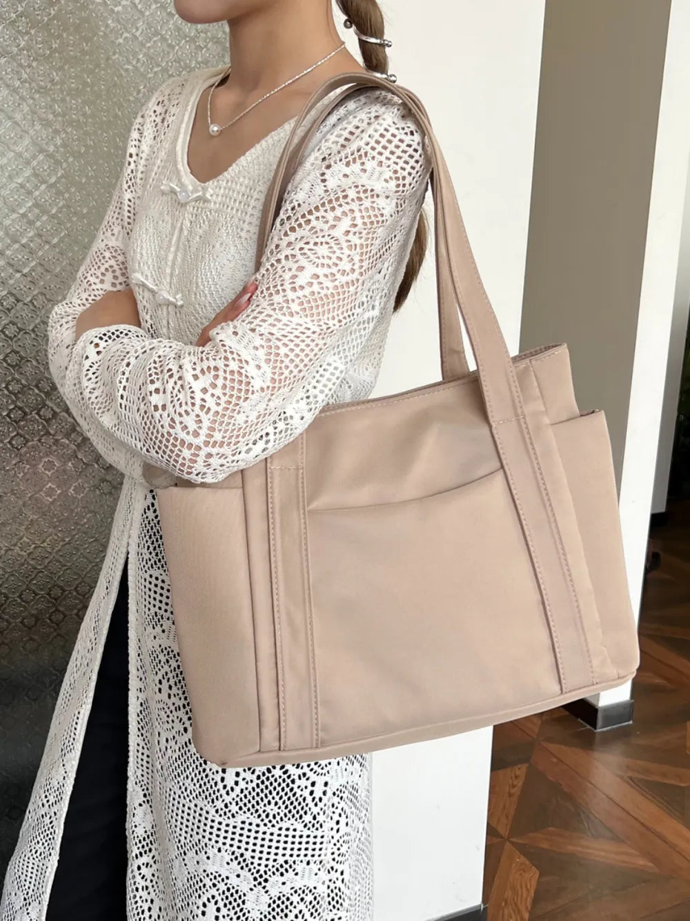 Oxford Cloth Tote Bag with Zipper - Premium from Trendsi - Just $19.05! Shop now at Craftklart.store