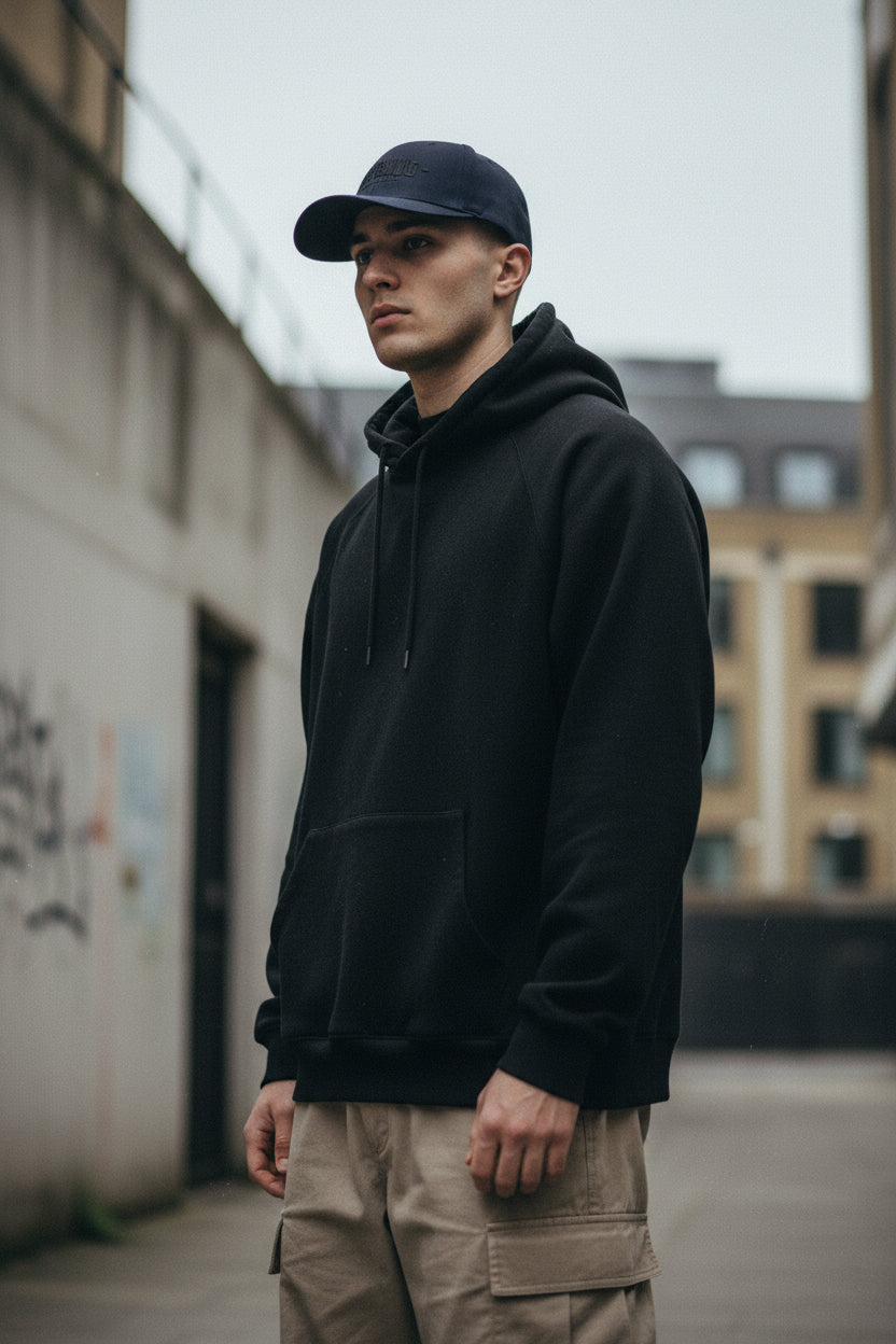 Dark navy Shadow Unseen Urban Structured Twill Cap from Urban Fashion & Streetwear, shown from the right side.