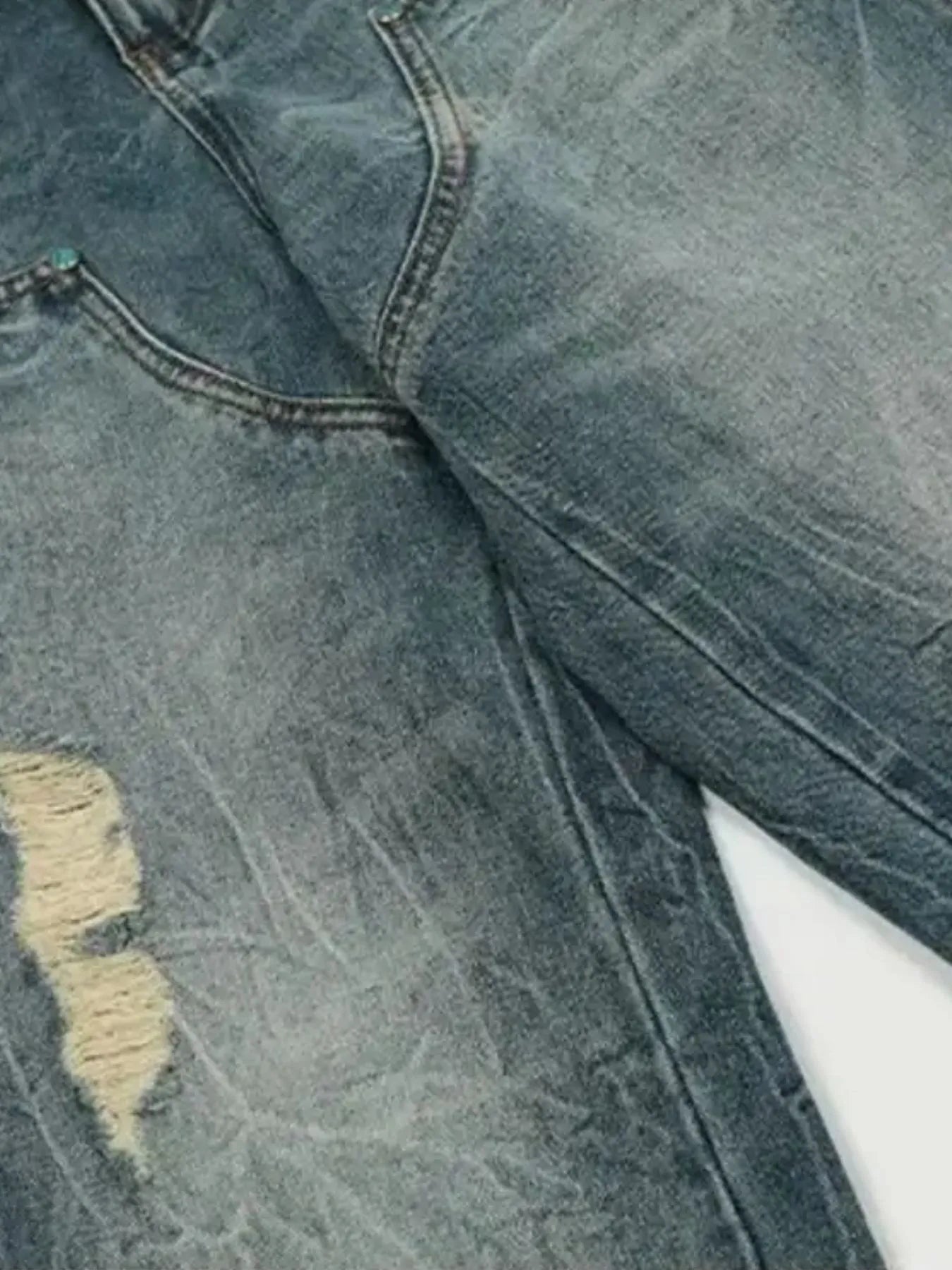 Men's Washed Distressed Straight Jeans with Seam Detail - Premium Pants from Trendsi - Just $60.92! Shop now at Craftklart.store