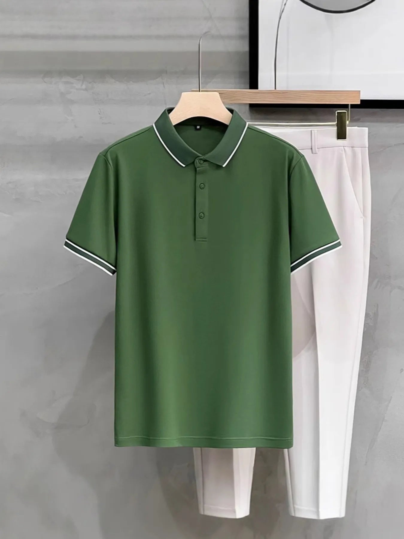 Men's Plus Size Contrast Trim Short Sleeve Polo - Premium Polo Shirt from Trendsi - Just $18.92! Shop now at Craftklart.store
