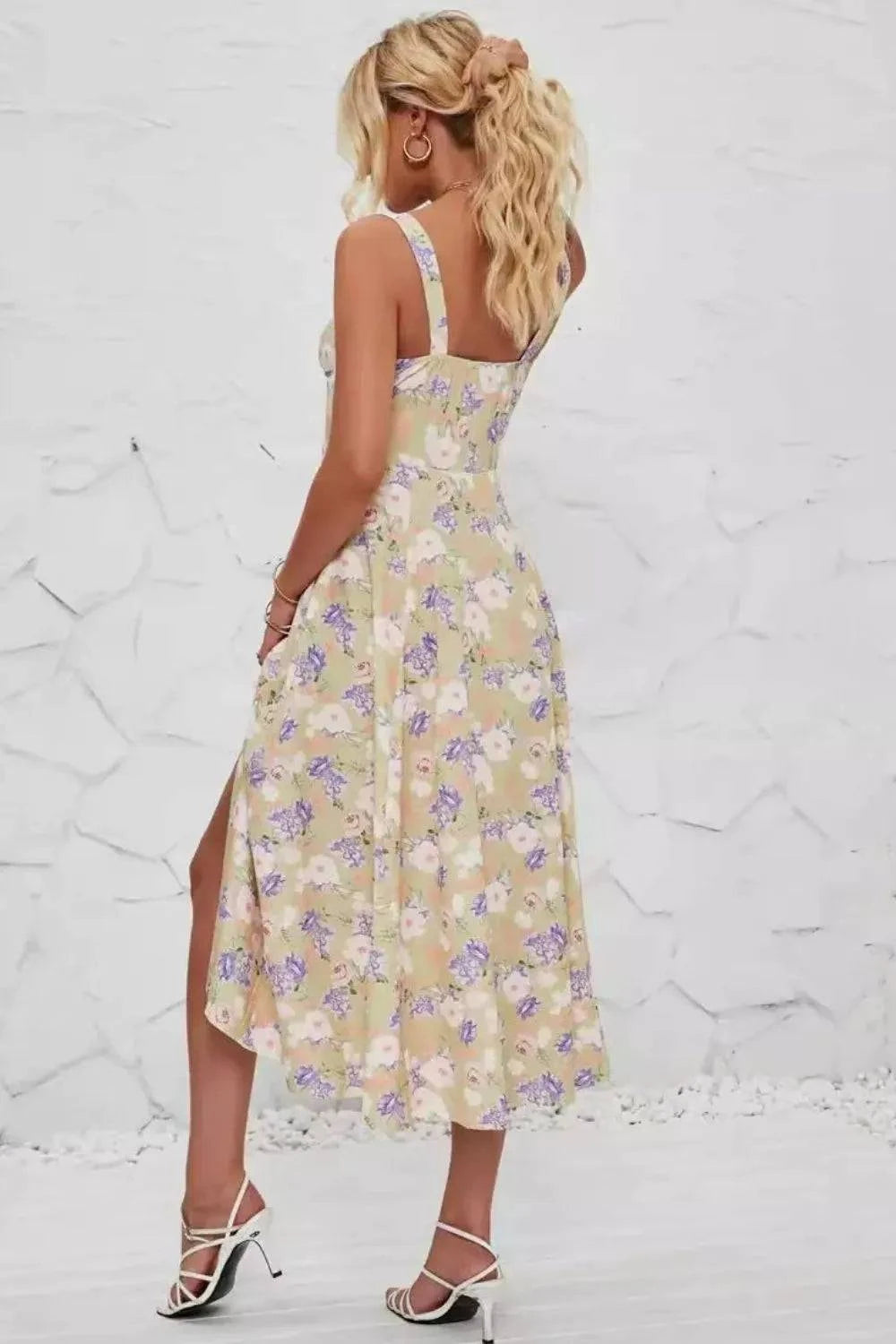 Floral Print Cami Dress With Side Slit | Minimalist Streetwear | Craftklart