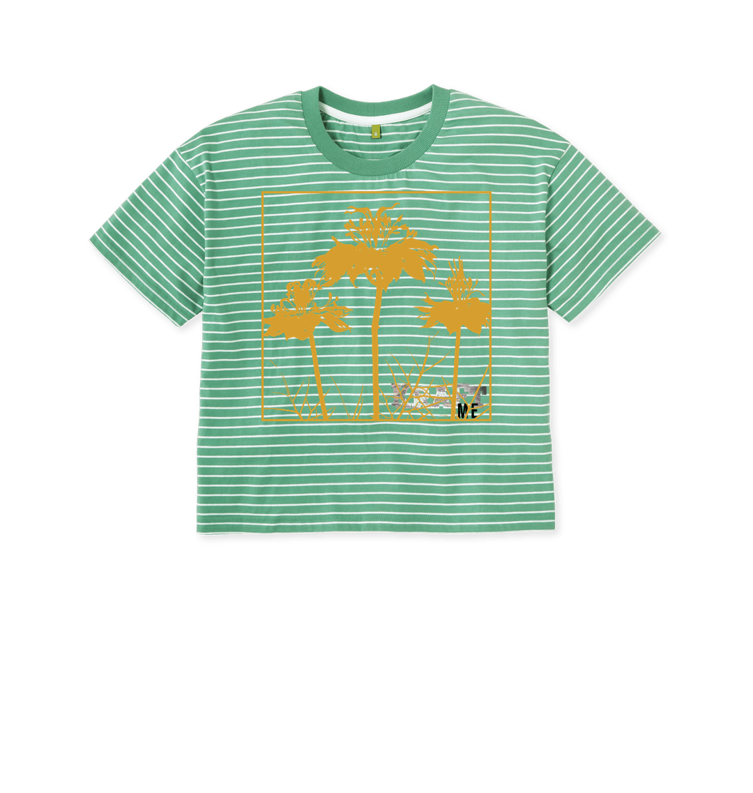 Green Stripes Printed T-shirt Front