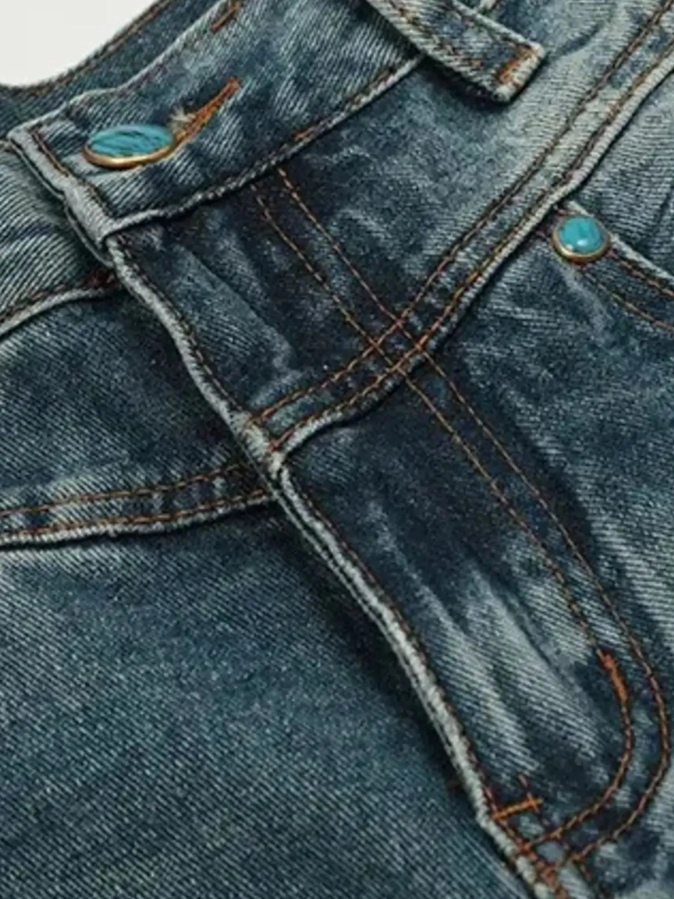 Men's Washed Distressed Straight Jeans with Seam Detail - Premium Pants from Trendsi - Just $60.92! Shop now at Craftklart.store