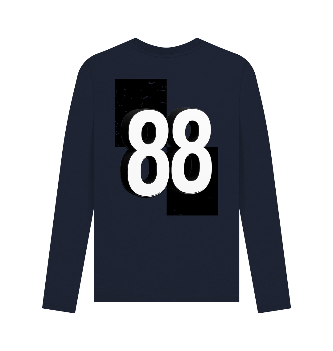 Navy Blue Printed Long Sleeve T Shirt Back