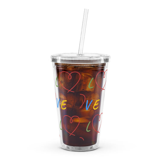 Love Clear Plastic Tumbler - Premium Tumbler from Craftklart.store - Just $16.50! Shop now at Craftklart.store