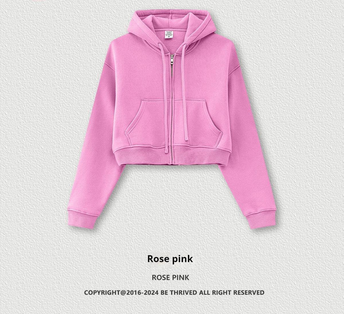 Retro Solid Color Hooded Sweater Zipper Jacket Loose Short | Minimalist Streetwear | Craftklart