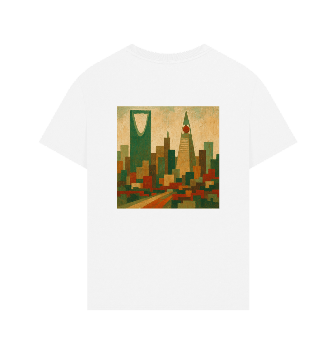 Men’s oversize Organic Cotton T Shirt, Riyadh theme on rear print - Premium T-Shirt from Craftklart.store - Just $33! Shop now at Craftklart.store