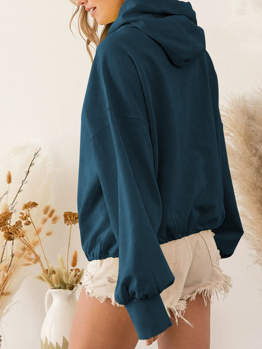 Zip-Up Dropped Shoulder Hoodie - Premium Hoodie from Trendsi - Just $30.95! Shop now at Craftklart.store