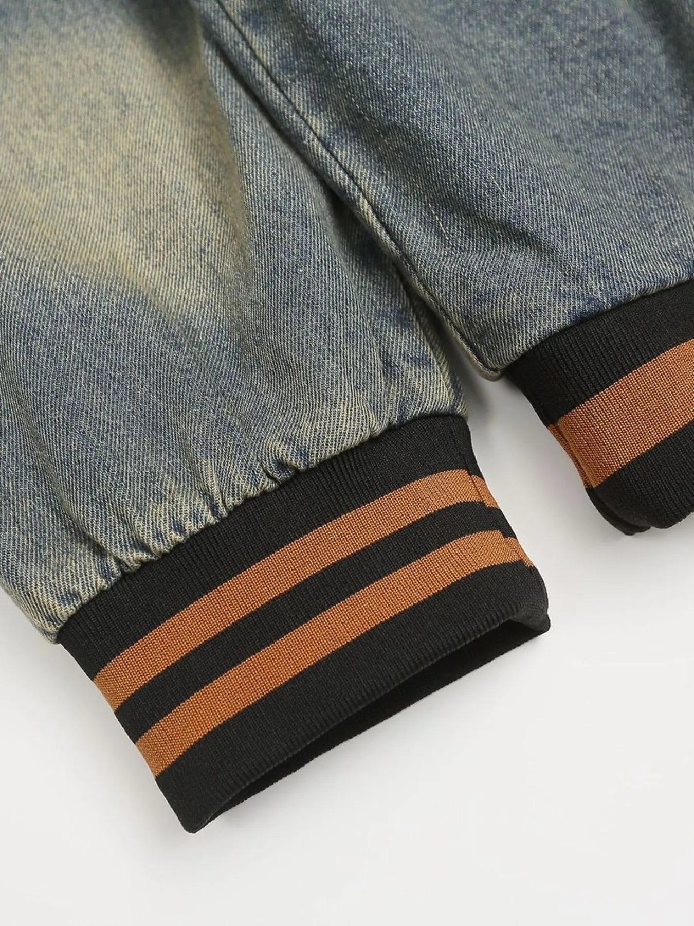 Men's Washed Denim Sports Jersey Sweatshirt - Premium Sweater from Trendsi - Just $83.02! Shop now at Craftklart.store