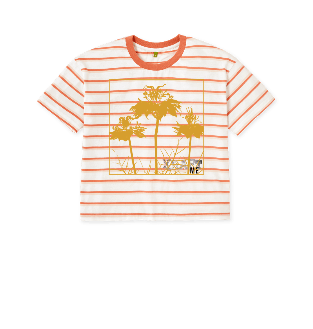 Coral Stripes Printed T-shirt Front
