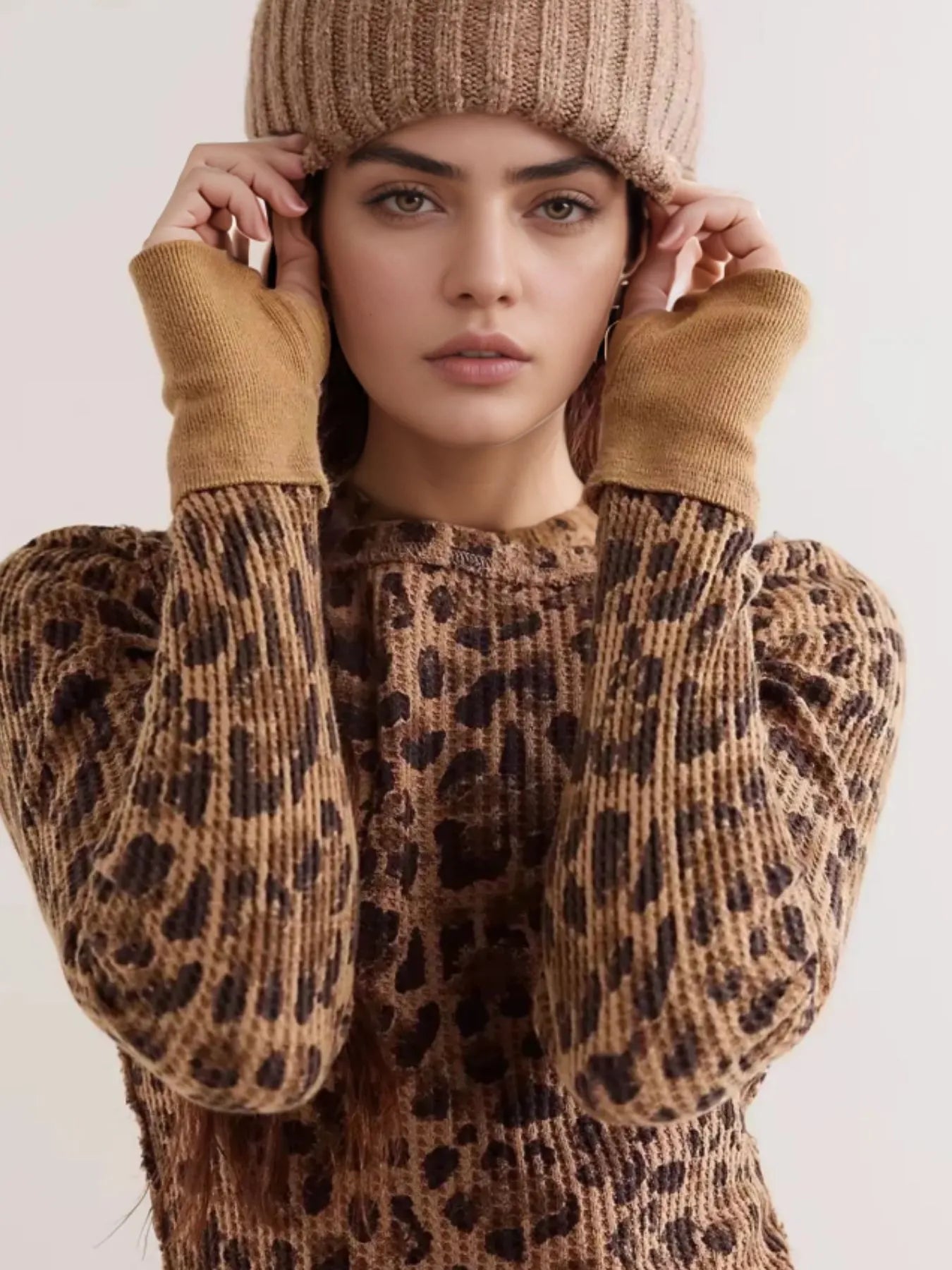 Floral Print Waffle Knit Top - Premium Jumper from Trendsi - Just $24.68! Shop now at Craftklart.store