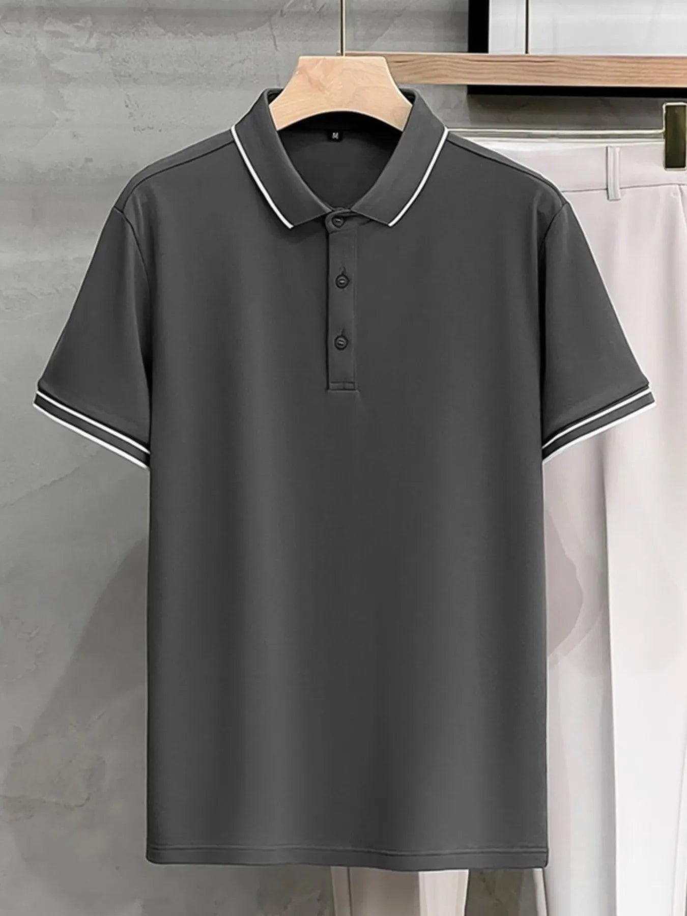 Men's Plus Size Contrast Trim Short Sleeve Polo - Premium Polo Shirt from Trendsi - Just $18.92! Shop now at Craftklart.store