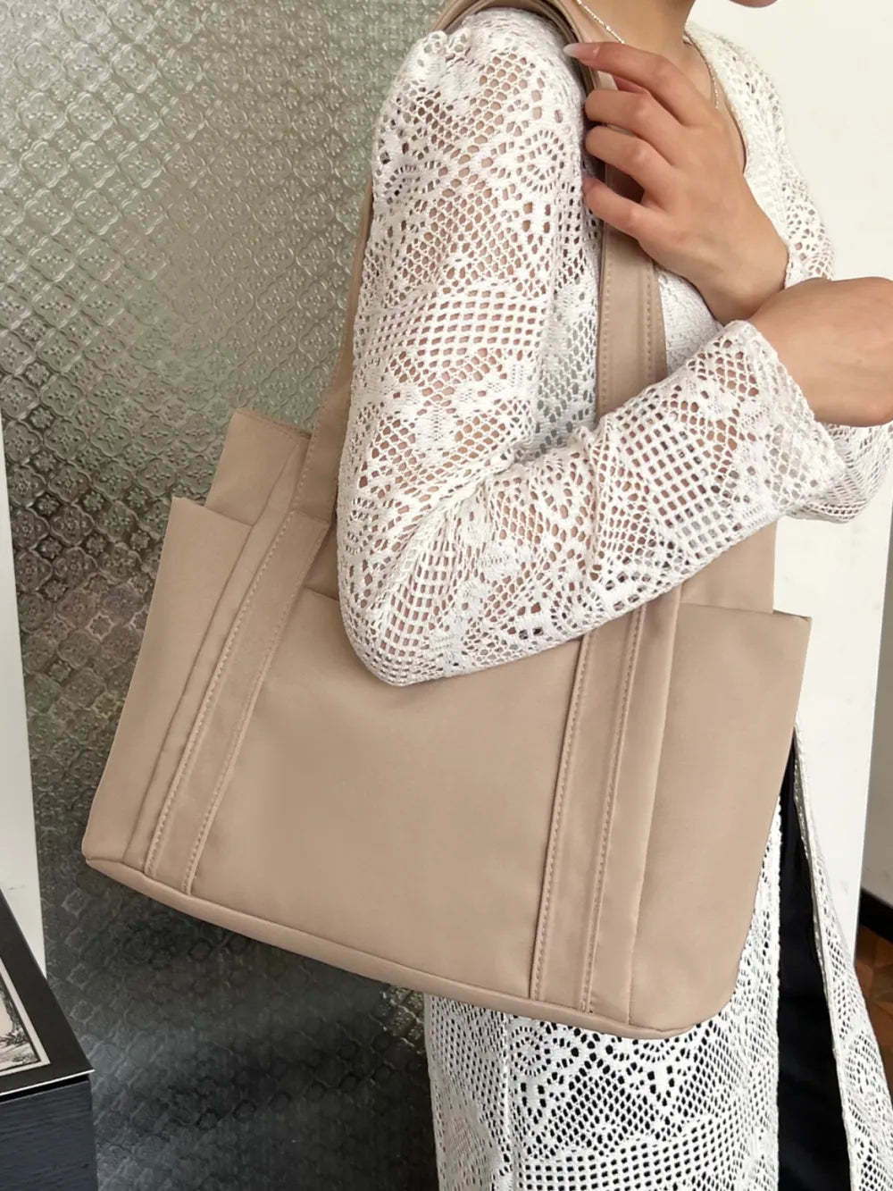 Oxford Cloth Tote Bag with Zipper - Premium from Trendsi - Just $19.05! Shop now at Craftklart.store