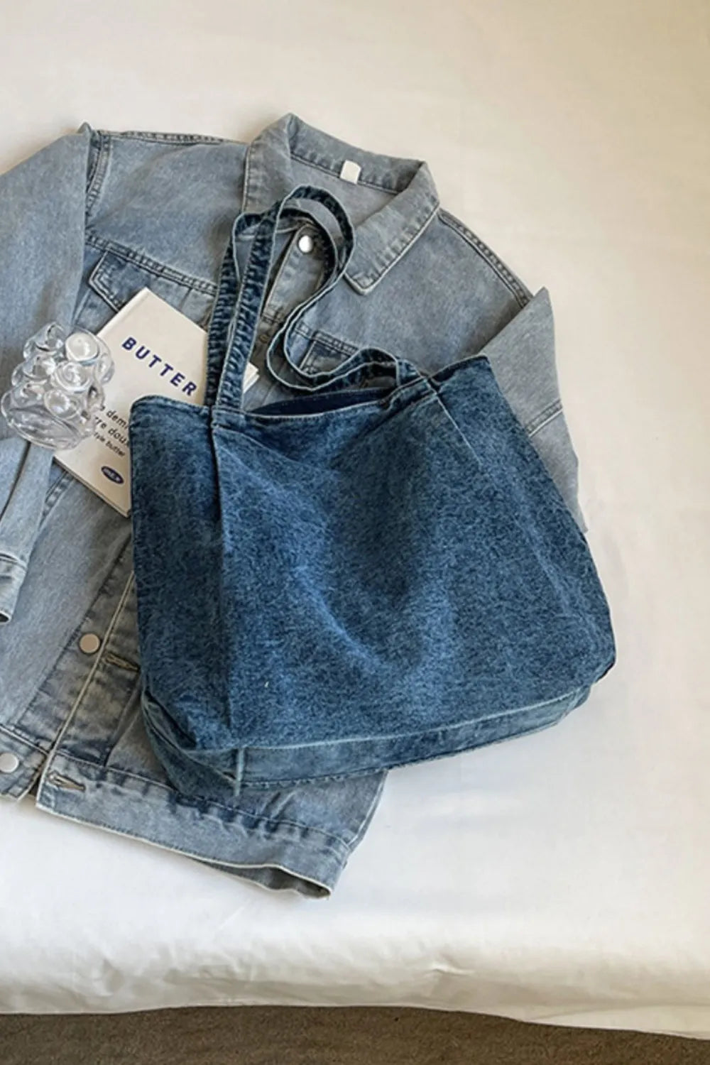 Medium Denim Tote Bag - Premium  from Trendsi - Just $20.47! Shop now at Craftklart.store