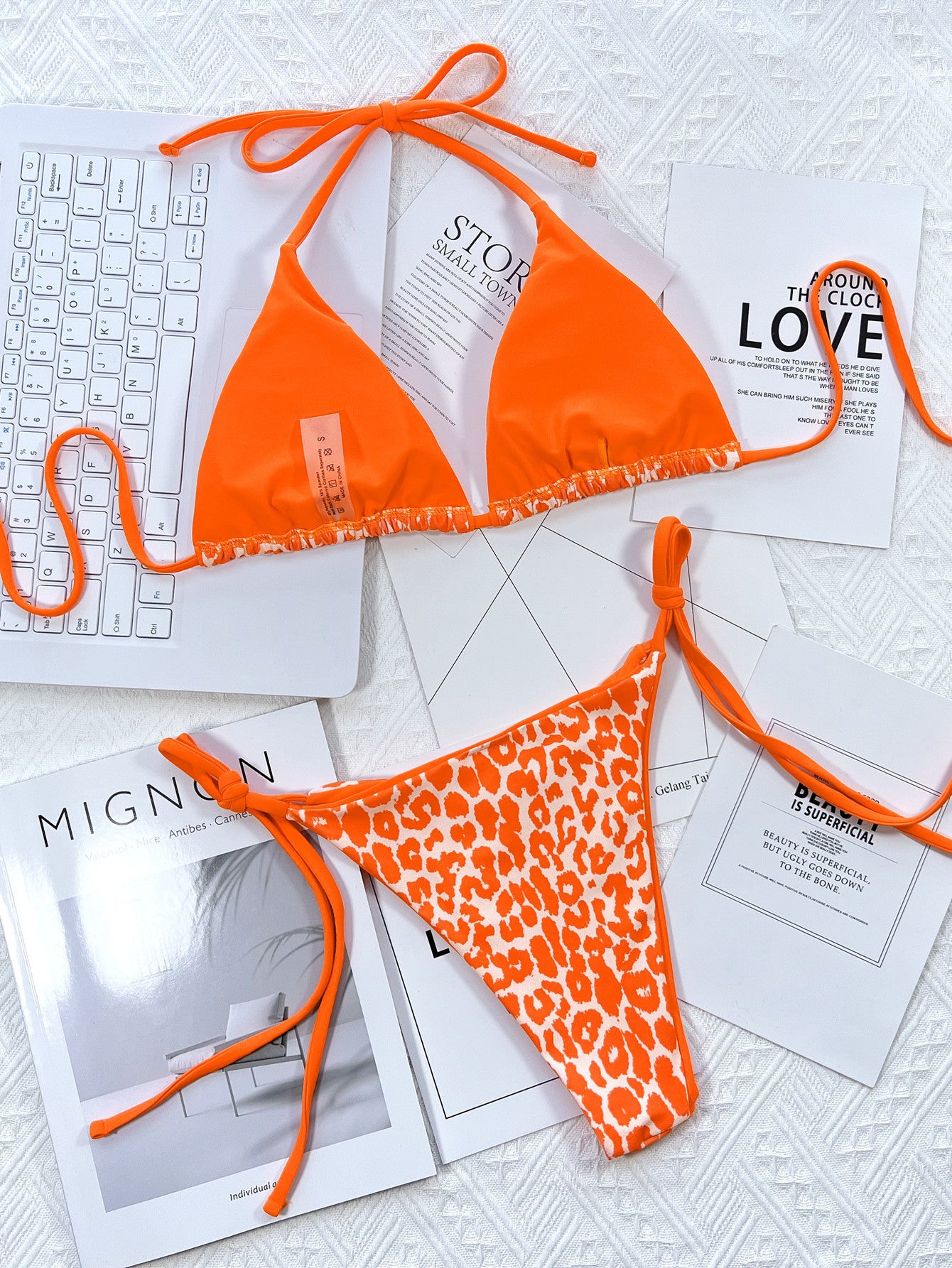 Leopard Print Halter Neck Tie Side Bikini Set - Premium Bikini from Trendsi - Just $18.25! Shop now at Craftklart.store