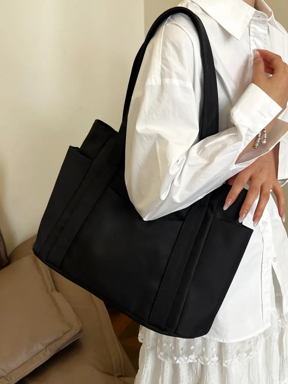 Oxford Cloth Tote Bag with Zipper - Premium from Trendsi - Just $19.05! Shop now at Craftklart.store