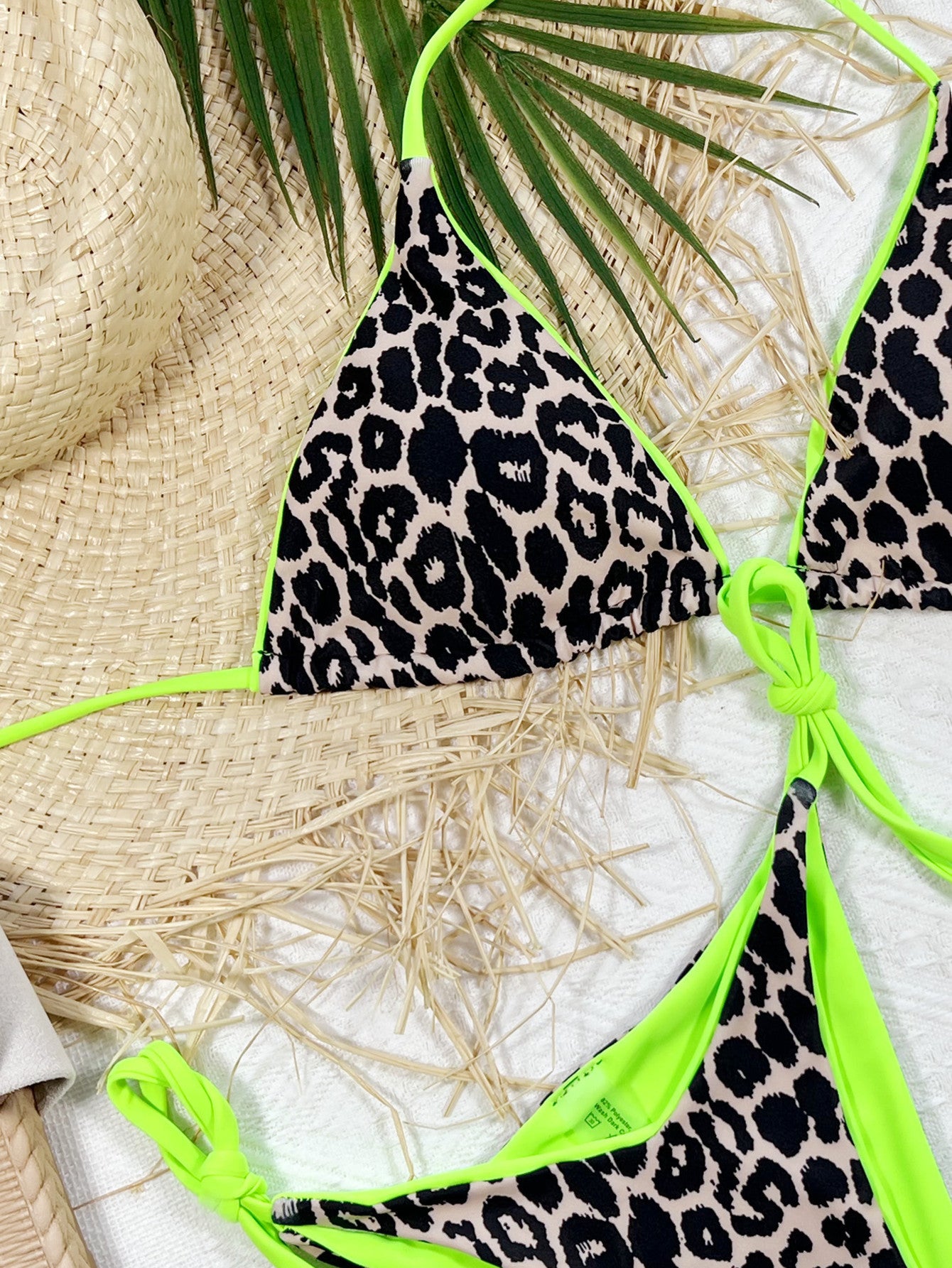 Leopard Print Halter Neck Tie Side Bikini Set - Premium Bikini from Trendsi - Just $18.25! Shop now at Craftklart.store