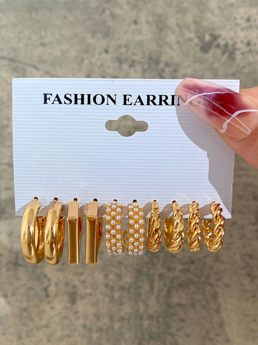Round Geometric Earrings Gold and Silver Set 6 Pieces - Premium Earings from kakaclo - Just $5.69! Shop now at Craftklart.store