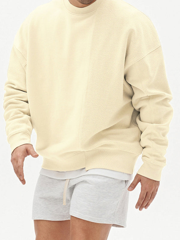 Men's Knitted Stitching Solid Color Casual Crew Neck Sweatshirt - Premium Sweatshirt from Craftklart.store - Just $18.78! Shop now at Craftklart.store