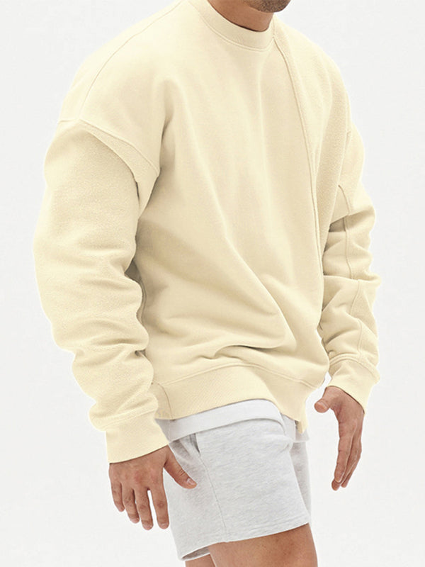 Men's Knitted Stitching Solid Color Casual Crew Neck Sweatshirt - Premium Sweatshirt from Craftklart.store - Just $18.78! Shop now at Craftklart.store