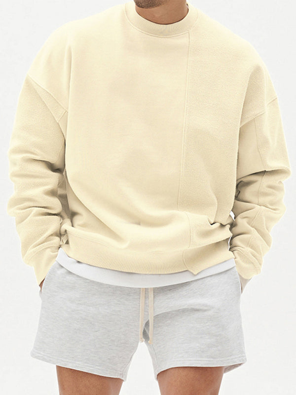 Men's Knitted Stitching Solid Color Casual Crew Neck Sweatshirt - Premium Sweatshirt from Craftklart.store - Just $18.78! Shop now at Craftklart.store