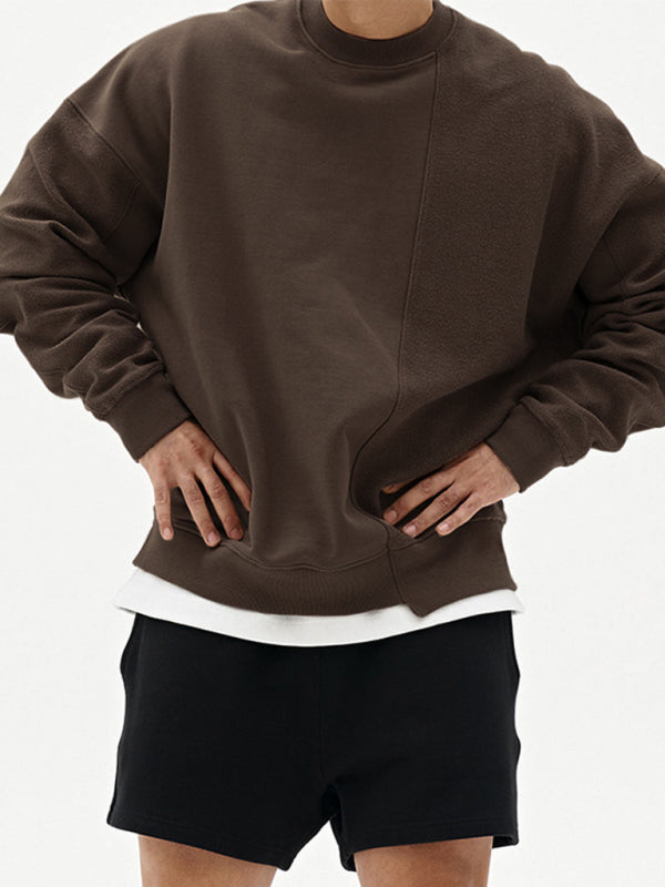 Men's Knitted Stitching Solid Color Casual Crew Neck Sweatshirt - Premium Sweatshirt from Craftklart.store - Just $18.78! Shop now at Craftklart.store