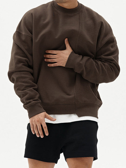Men's Knitted Stitching Solid Color Casual Crew Neck Sweatshirt - Premium Sweatshirt from Craftklart.store - Just $18.78! Shop now at Craftklart.store